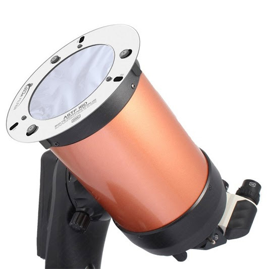 Solar filter mounted on a telescope