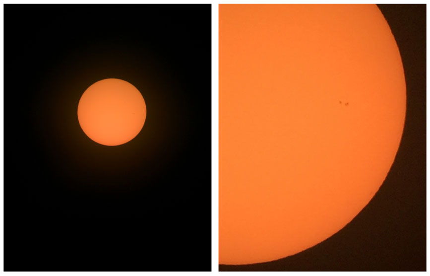 Uncropped afocal images of the Sun