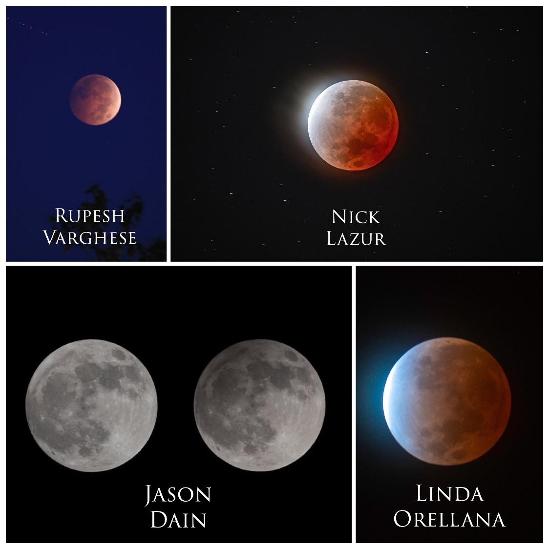 Various photos of lunar eclipses