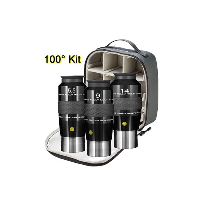 Explore Scientific 100° 3 Eyepiece Kit (2" 5.5mm, 2" 9mm, & 2" 14mm) with Soft Sided Case