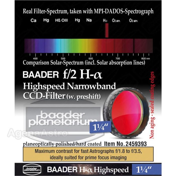Baader f/2 Highspeed Filter: H-Alpha - 1.25" # FHALHS-1 2459393