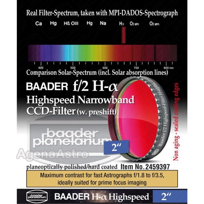 Baader f/2 Highspeed Narrowband CCD Filter: H-Alpha - 2" # FHALHS-2 2459397