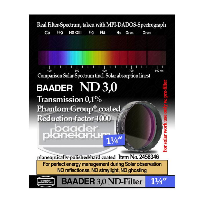 Baader Neutral Density Filter ND-3.0 0.1% Transmission - 1.25" # FND3-1 2458346