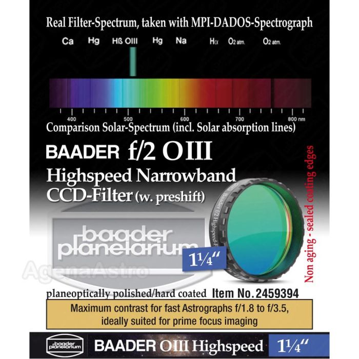 Baader f/2 Highspeed Narrowband CCD Filter: O-III - 1.25" # FOIIIHS-1 2459394