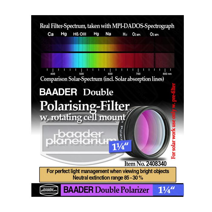 Baader 1.25" Double Polarization Filter with Rotating Filter Cell # FPOL-1D 2408340
