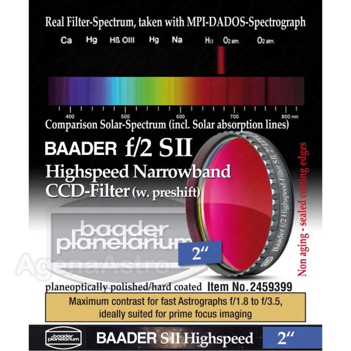 Baader f/2 Highspeed Narrowband CCD Filter: S-II - 2" # FSIIHS-2 2459399