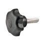 Hand Knob, 7-Lobed Star Shaped Plastic Head w/ Metric Plated Steel, M5-0.80, 30mm Length 