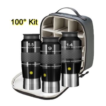Explore Scientific 100° 3 Eyepiece Kit (2" 5.5mm, 2" 9mm, & 2" 14mm) with Soft Sided Case