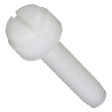 Thumb Screw, Plastic, Knurled Head, Slotted Drive, #10-32, 0.5" Length (Pack of 4)