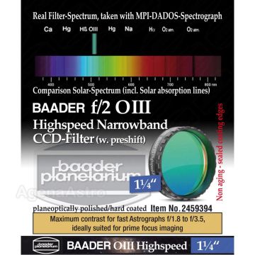 Baader f/2 Highspeed Narrowband CCD Filter: O-III - 1.25" # FOIIIHS-1 2459394
