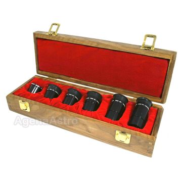 Brandon 1.25" 6 Eyepiece Set with Walnut Hardwood Case (Eyecup version 6, 8, 12, 16, 24, & 32mm)