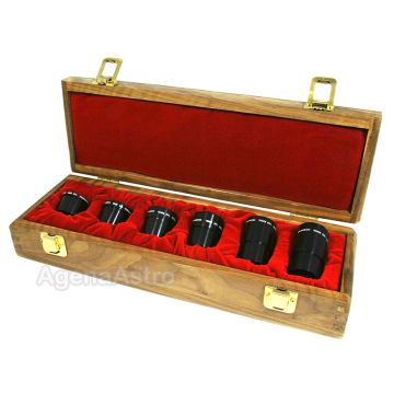 Brandon 1.25" 6 Eyepiece Set with Walnut Hardwood Case (Flat-top version 6, 8, 12, 16, 24, & 32mm)