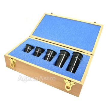 Brandon 1.25" 5 Eyepiece Set with Birch Hardwood Case (Eyecup version 8, 12, 16, 24, & 32mm)
