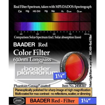 Baader Premium Eyepiece Filter: Red, 610nm Longpass - 1.25" # FCFR-1 2458307