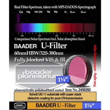 Baader U Filter (Venus and Ultraviolet) - 1.25" # FUV-1 2458292