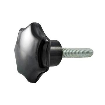 Hand Knob, 6-Lobed Star Shaped Plastic Head w/ Plated Steel Stud, 1/4"-20, 1.25" Length