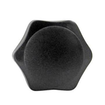 Hand Knob, 6-Lobed Star Shaped Plastic Head w/ Plated Steel Stud, 1/4"-20, 0.75" Length