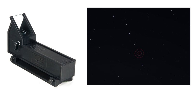 Telrad Finder and reticle of a Telrad finder superimposed on big dipper
