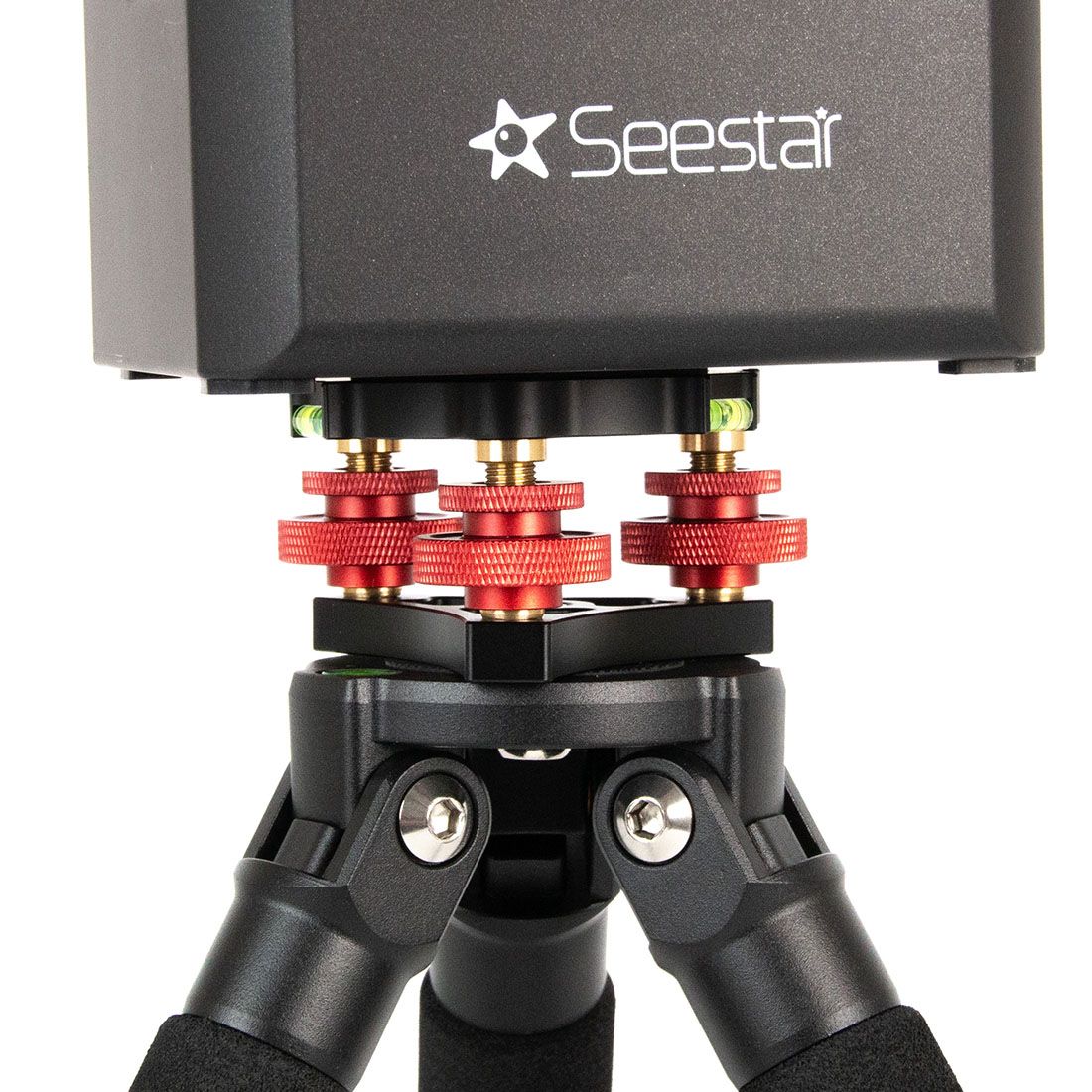 The Agena Tripod Leveling Base attached to a Seestar S50 Smart Telescope