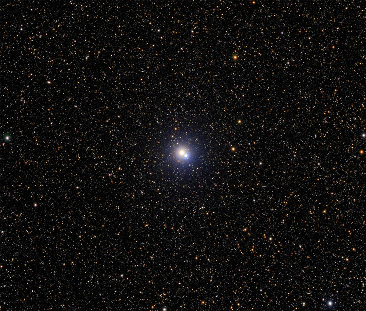 Albireo (Double Star) by Joel Shepherd. Taken with an Atik 460EX Mono cooled astronomy camera, a TEC 140 APO FL refractor telescope, and an Astro-Physics Mach1GTO mount