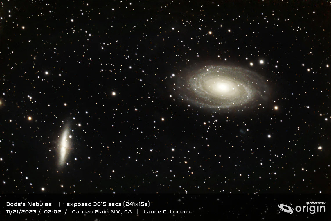Bode's Galaxy as captured by the Celestron Origin.