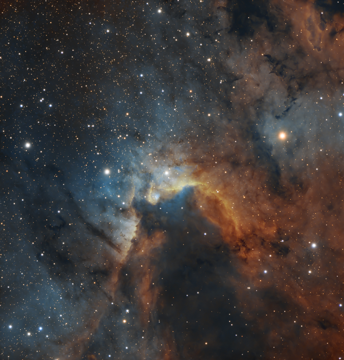 Sharpless 2-155 (SH2-155) - The Cave Nebula by Craig Dixon. Taken with ZWO ASI533MC Pro cooled astronomy camera, a Sky-Watcher Starlux 190MN refractor telescope, and a Sky-Watcher EQ6-R Pro mount