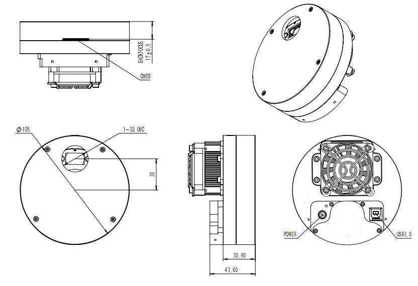 miniCAM8 mechanical drawing