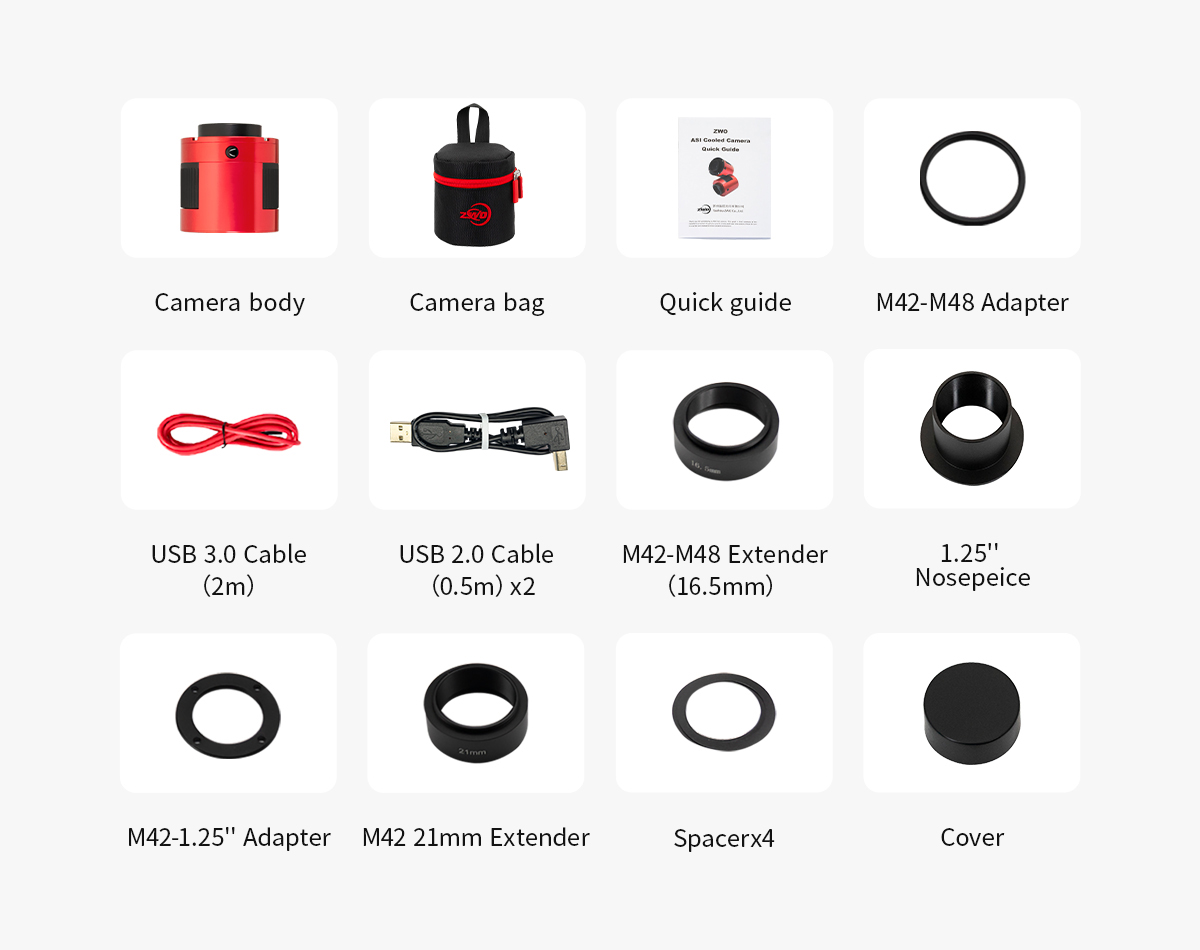 ZWO ASI585MC Pro What's in the box