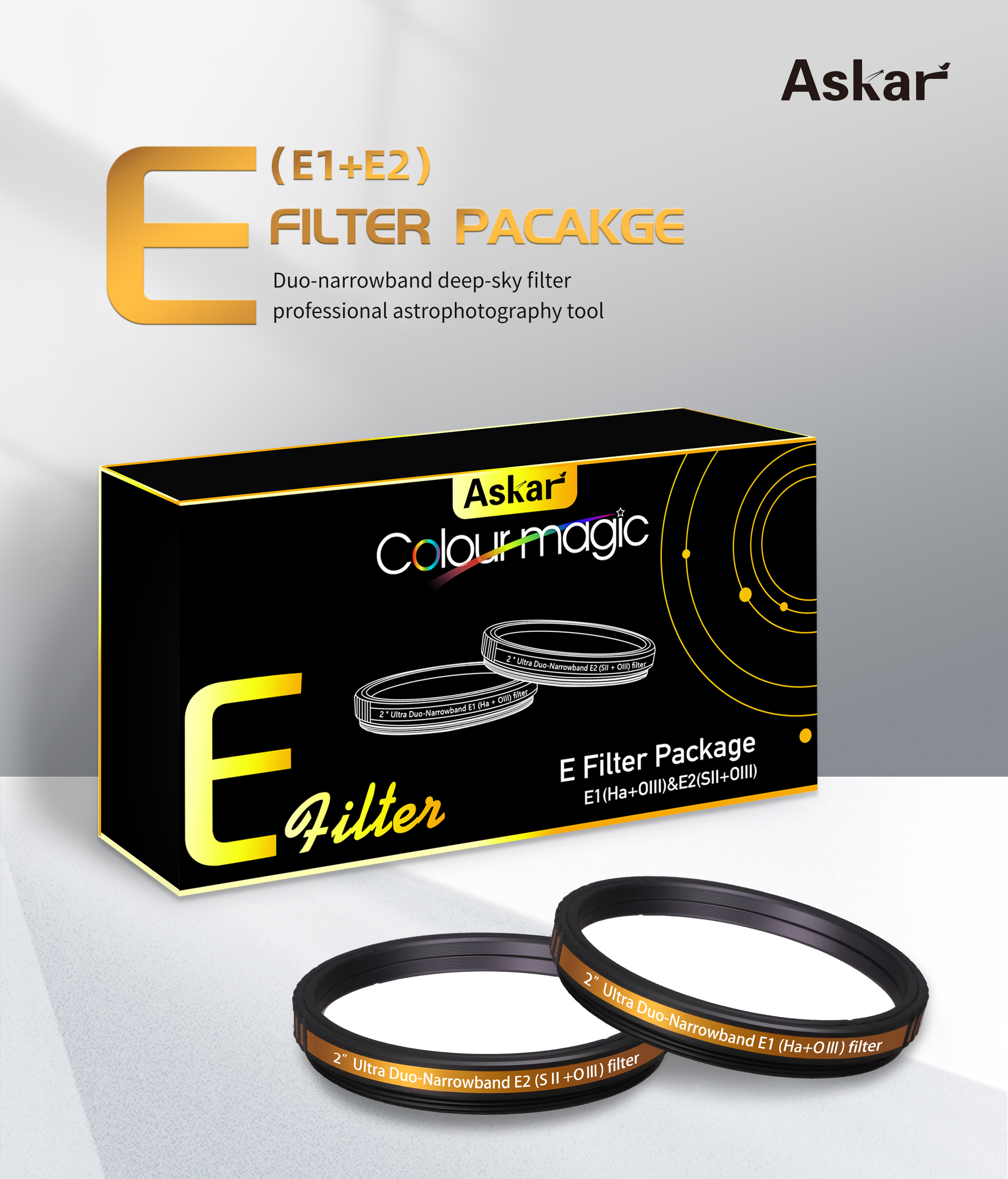 Askar Telescope Filter - E Filter Package (E1 + E2) Duo Narrowband Deepsky Filter