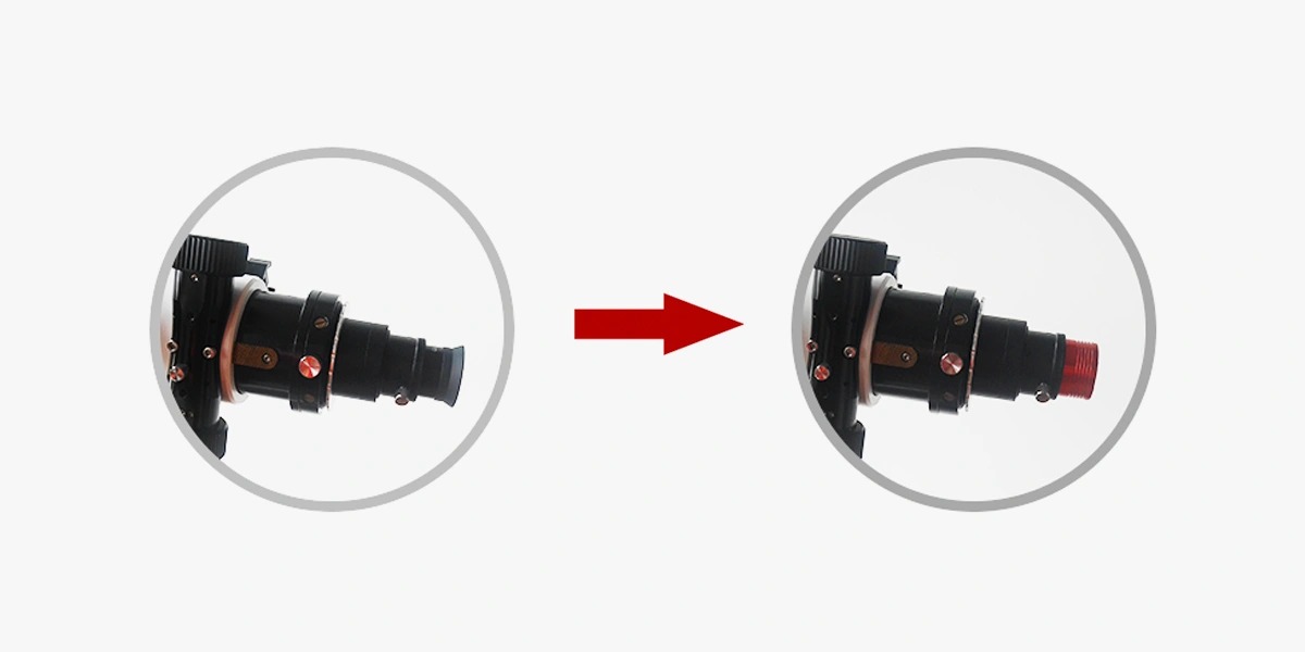 The ASI174 mini inserted into a 1.25 nch eye peice