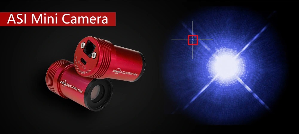 The ASI Mini Camera on the left and a blue star on the right.