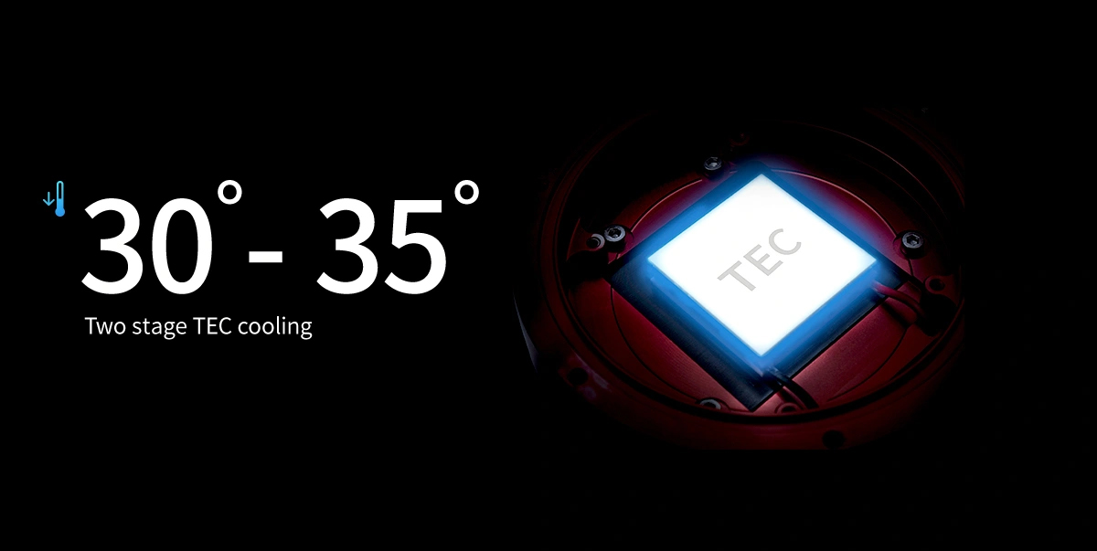 Two-stage TEC cooling, ASI585MC Air can lower the CMOS sensor temperature to 30-35 degrees Celsius