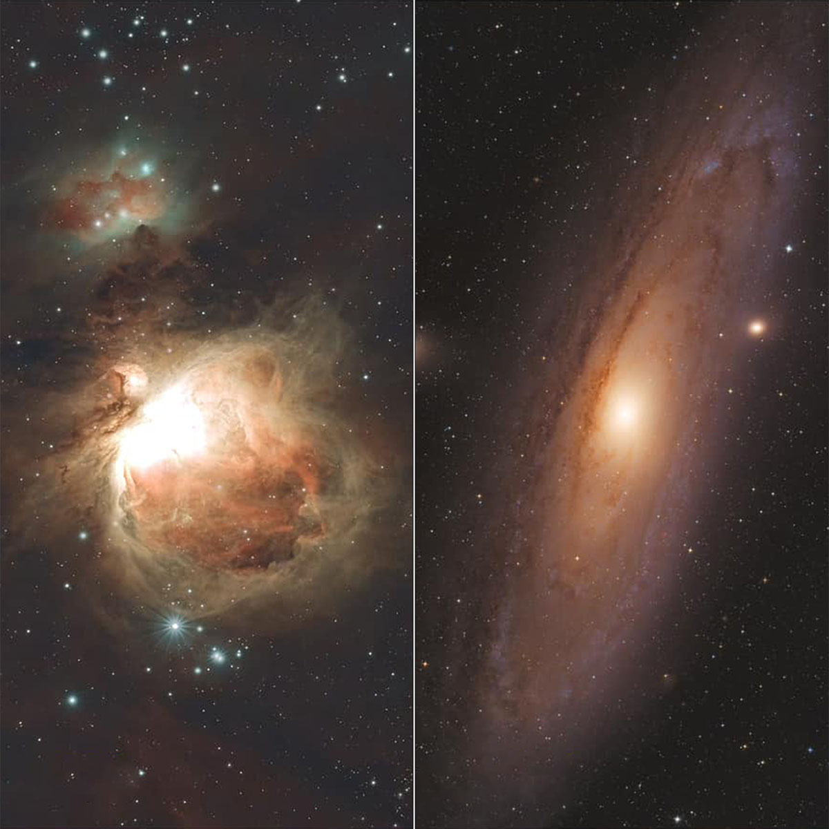 Orion Nebula and Andromeda Galaxy