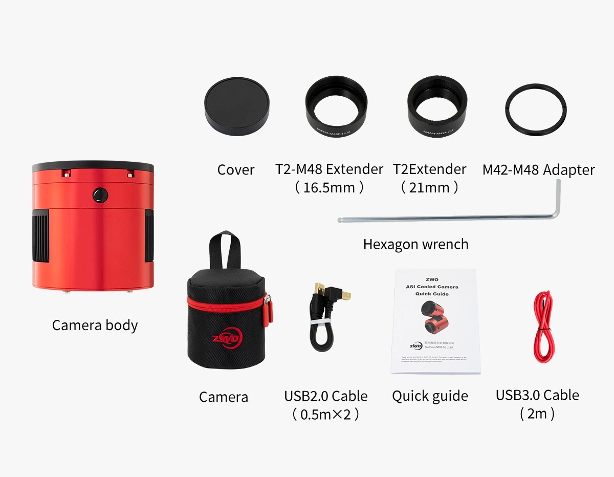 Diagram of what's included in the ASI2600MM as detailed below.