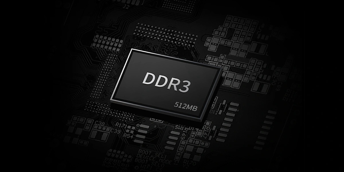 Simple computer-generated image meant to illustrate the 512MB DDR3 memory buffer found in the ZWO ASI585MM Pro cooled astronomy camera.