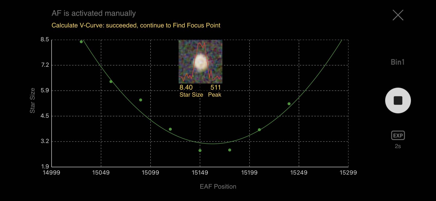 ZWO ASIAIR Plus includes autofocusing, calculating the V-curve to achieve proper star shape.