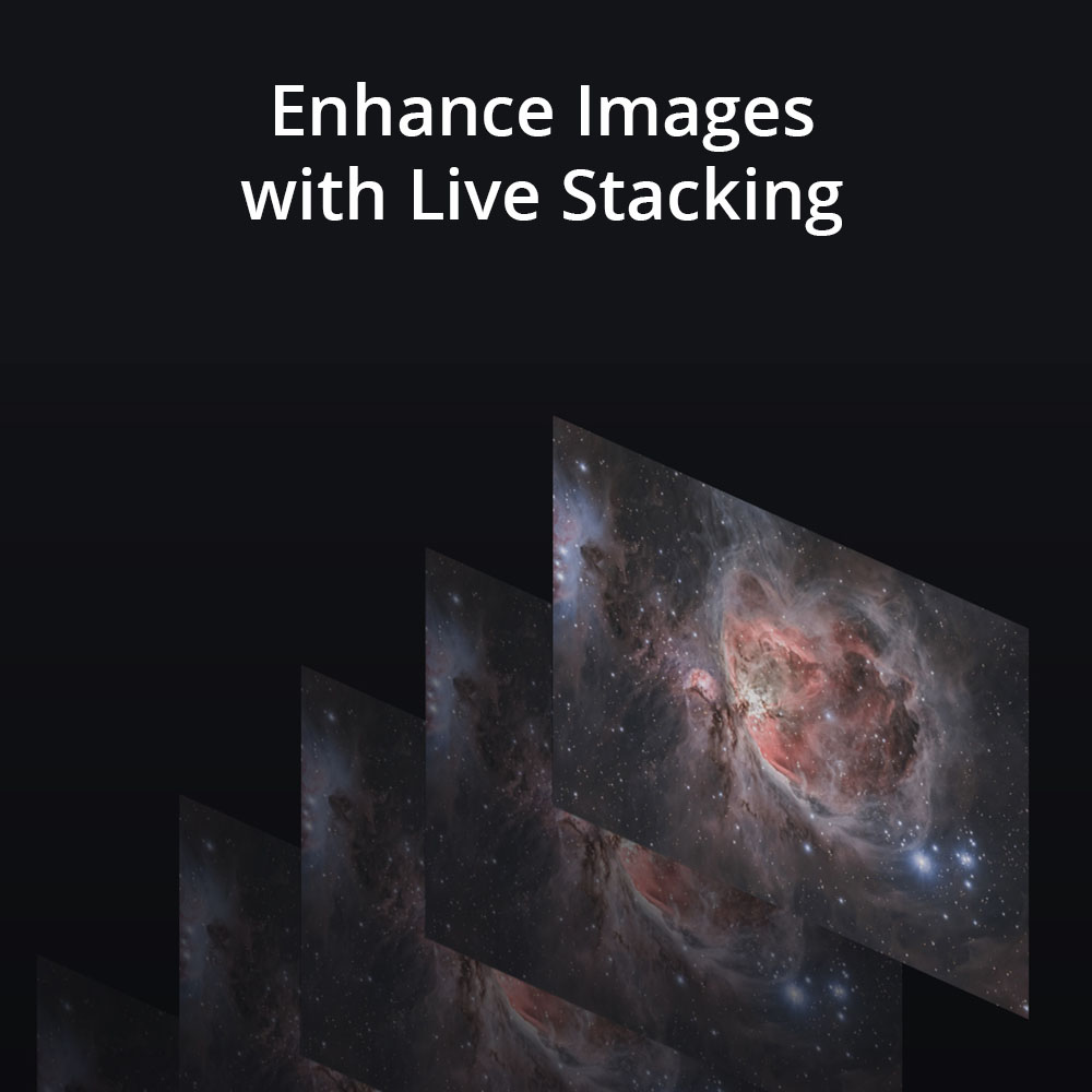 Seestar S50 Live Stacking Enhances photos with Stacked Images