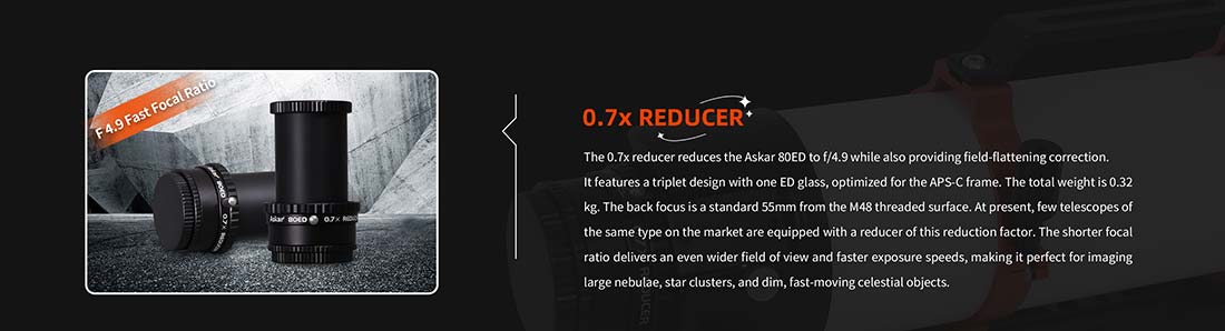 Askar Telescope 0.7x Field Flattener ED Glass Lens 80ED