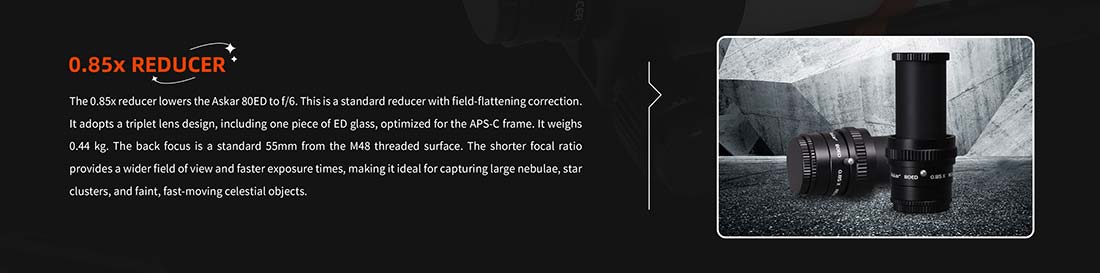 Askar Telescope 0.85x Field Flattener ED Glass Lens 80ED Askar Telescope 0.85x Field Flattener ED Glass Lens 80ED
